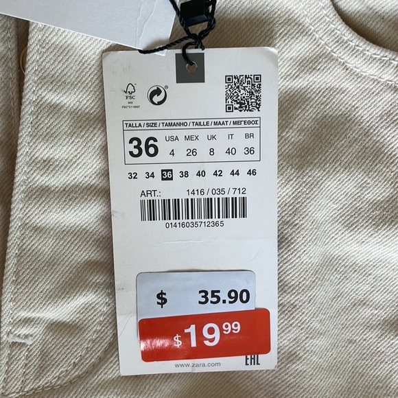 Off-White Cream high waisted button up shorts Zara size 4 - Picture 6 of 6